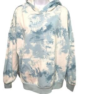 Just Be women’s tye dye hoodie sweatshirt size Lg  blue and white.